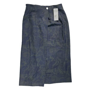 Pendleton Wrap Long Skirt Women Sz 14 Navy Blue Poetic License 100% Virgin Wool